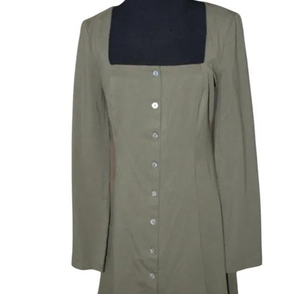 Rihoas Square Neck Mini Button Down Dress Size S Small NWT's Vintage Style - Picture 2 of 11